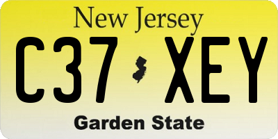 NJ license plate C37XEY