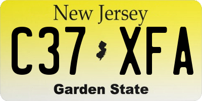 NJ license plate C37XFA
