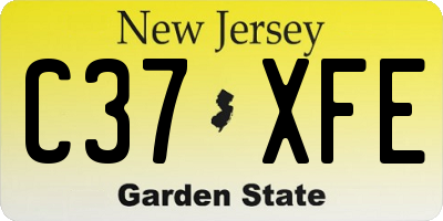 NJ license plate C37XFE