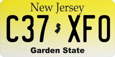 NJ license plate C37XFO