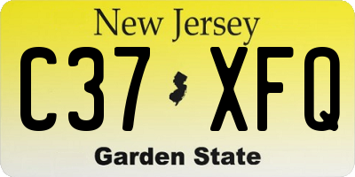 NJ license plate C37XFQ