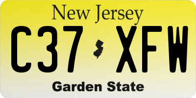 NJ license plate C37XFW