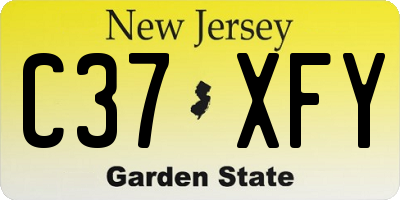 NJ license plate C37XFY