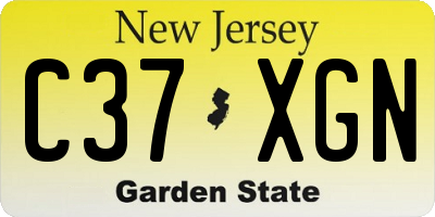 NJ license plate C37XGN
