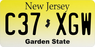 NJ license plate C37XGW