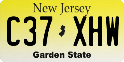 NJ license plate C37XHW