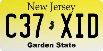 NJ license plate C37XID