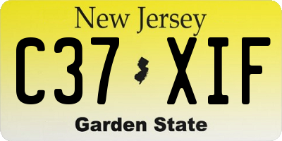 NJ license plate C37XIF