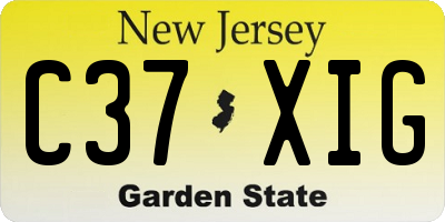 NJ license plate C37XIG
