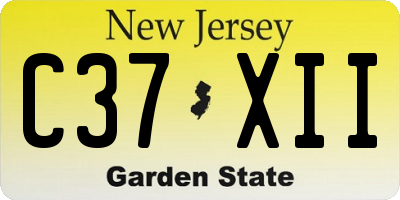 NJ license plate C37XII