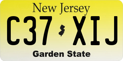 NJ license plate C37XIJ
