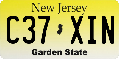 NJ license plate C37XIN
