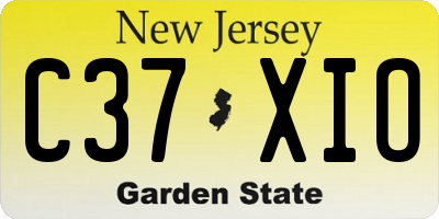 NJ license plate C37XIO