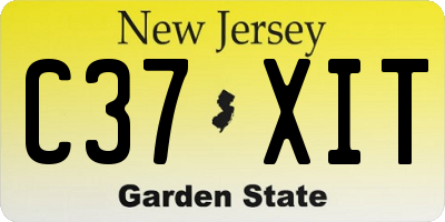 NJ license plate C37XIT