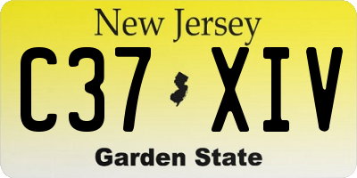 NJ license plate C37XIV