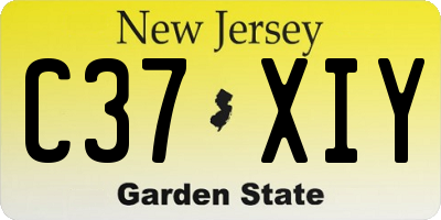 NJ license plate C37XIY