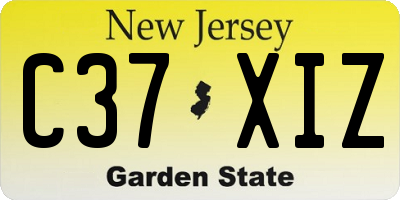 NJ license plate C37XIZ