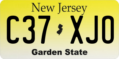 NJ license plate C37XJO