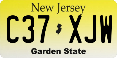 NJ license plate C37XJW