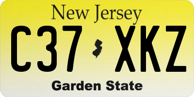 NJ license plate C37XKZ