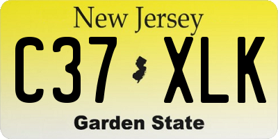 NJ license plate C37XLK
