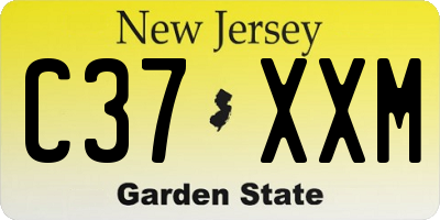 NJ license plate C37XXM