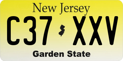 NJ license plate C37XXV