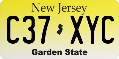 NJ license plate C37XYC