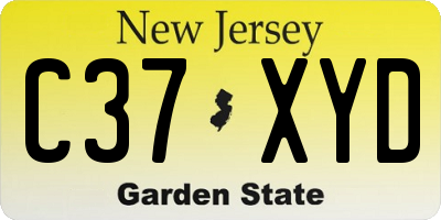 NJ license plate C37XYD