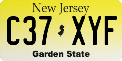 NJ license plate C37XYF