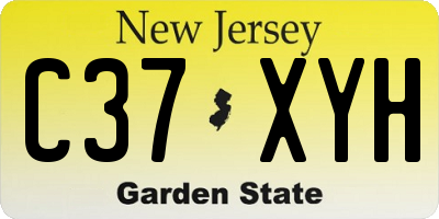 NJ license plate C37XYH