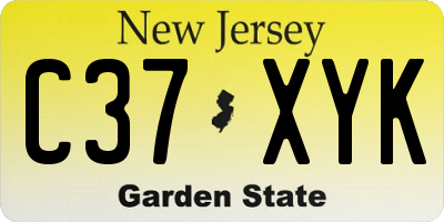 NJ license plate C37XYK