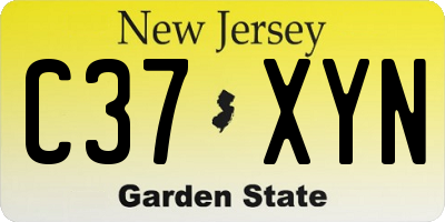 NJ license plate C37XYN