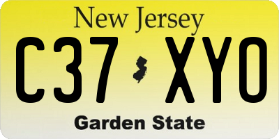 NJ license plate C37XYO