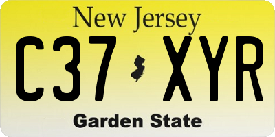NJ license plate C37XYR