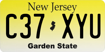 NJ license plate C37XYU