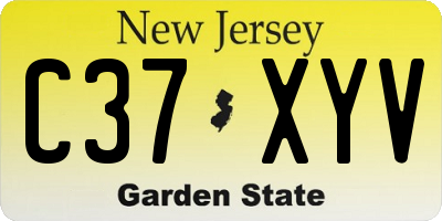 NJ license plate C37XYV
