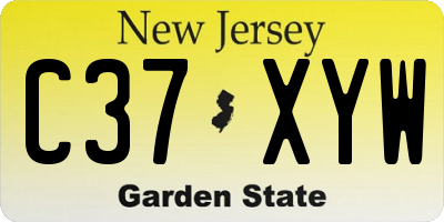 NJ license plate C37XYW