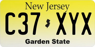 NJ license plate C37XYX