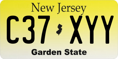 NJ license plate C37XYY