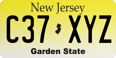 NJ license plate C37XYZ