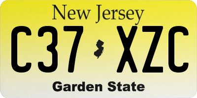 NJ license plate C37XZC