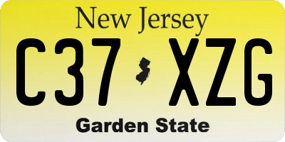 NJ license plate C37XZG