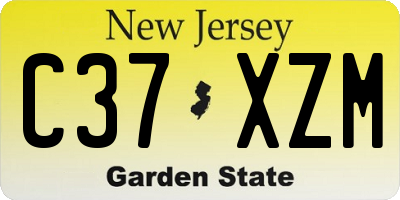 NJ license plate C37XZM