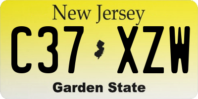 NJ license plate C37XZW