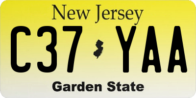 NJ license plate C37YAA