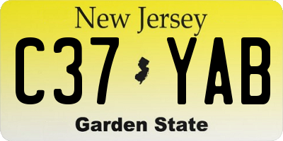 NJ license plate C37YAB