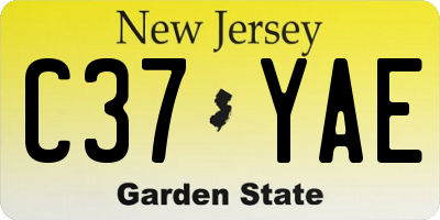 NJ license plate C37YAE