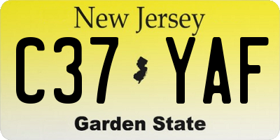 NJ license plate C37YAF