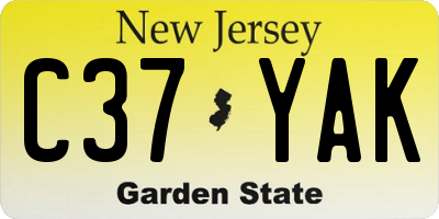 NJ license plate C37YAK